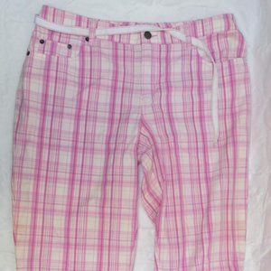 SO Pink Plaid Crop Pants